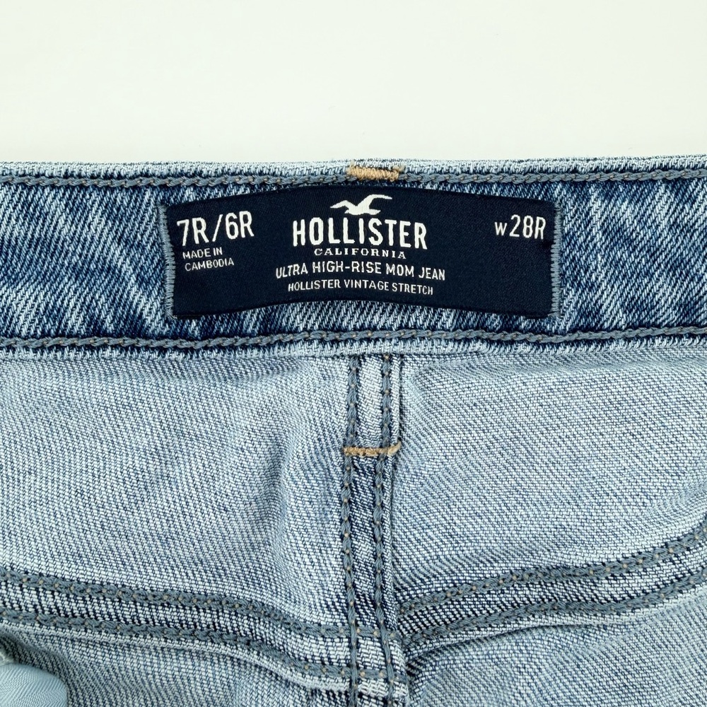 Hollister 28/6 Ultra High-Rise Mom Jeans Blue Vintage Stretch‎ Raw Hem 90s - Picture 3 of 14